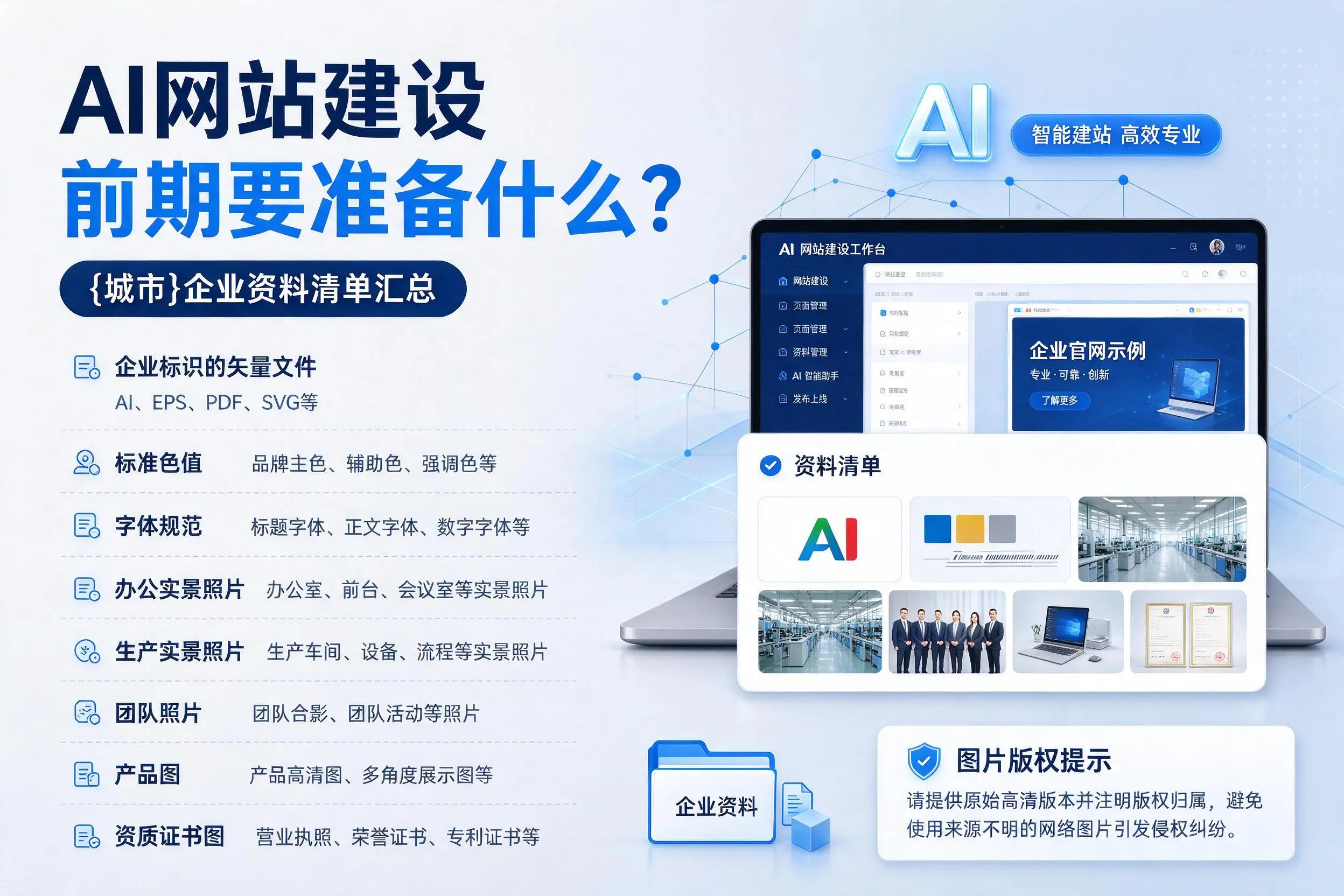 AI网站建设前期要准备什么？龙岩企业资料清单汇总