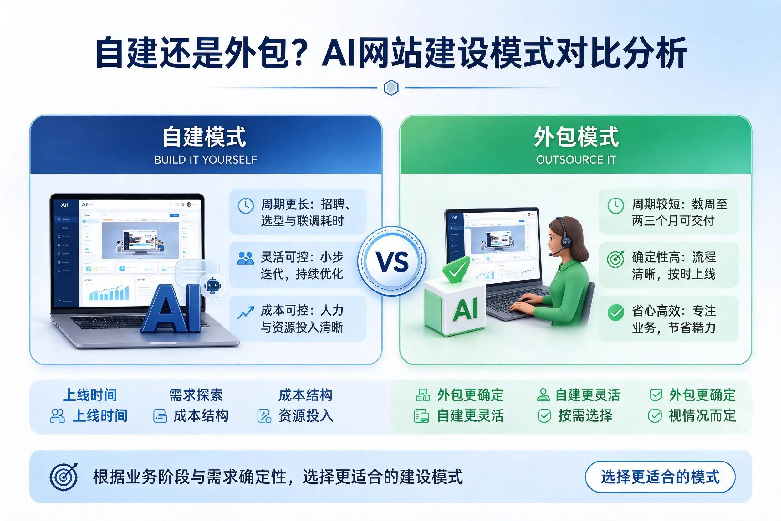 自建还是外包？龙岩AI网站建设模式对比分析