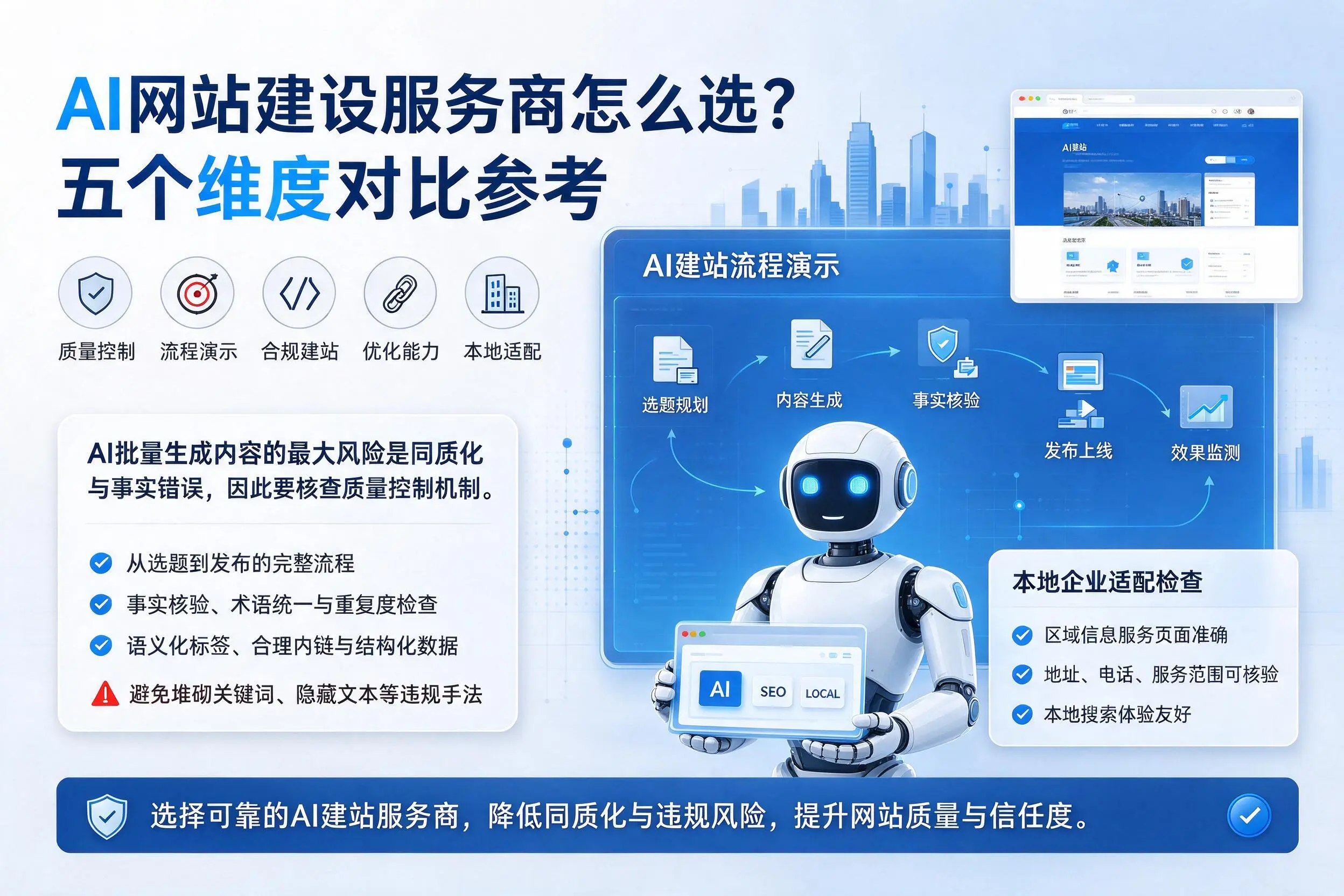 龙岩AI网站建设服务商怎么选？五个维度对比参考