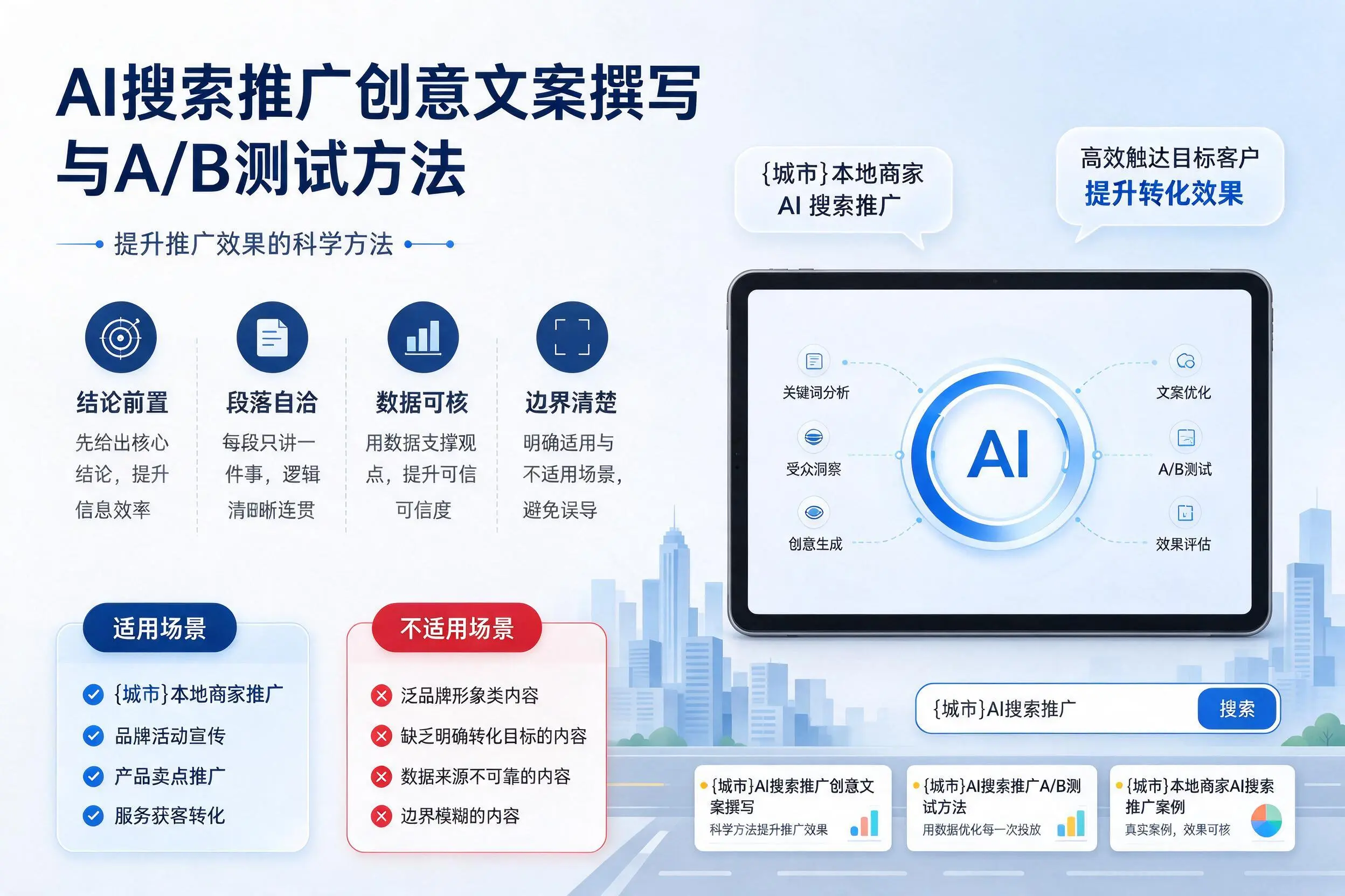龙岩AI搜索推广创意文案撰写与A/B测试方法